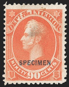Sale 1240, Lot 596, Officials including Special Printings, 1c-90c Interior, Specimen Ovpt. (O15S-O24S) Sale 1240, Lot 596, Officials including Special Printings