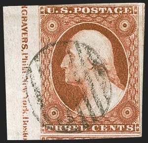 Sale 1242, Lot 138, Three-Cent: Orange Brown, Types I, II (Scott 10-10A)