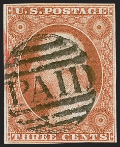 Sale 1242, Lot 146, Three-Cent: Orange Brown, Types I, II (Scott 10-10A)