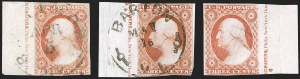 Sale 1242, Lot 164, Three-Cent: Dull Red and Shades, Types I, II (Scott 11-11A)