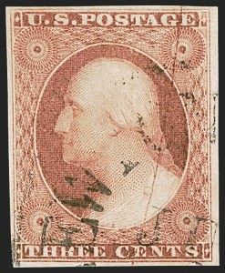 Sale 1242, Lot 171, Three-Cent: Dull Red and Shades, Types I, II (Scott 11-11A)