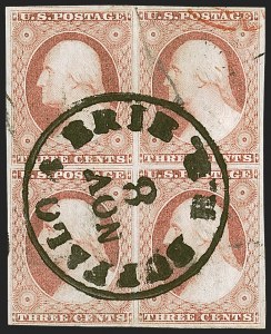 Sale 1242, Lot 175, Three-Cent: Dull Red and Shades, Types I, II (Scott 11-11A)