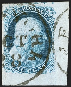 Sale 1242, Lot 27, One-Cent: Plate One Early, cont. (Scott 7-8A)