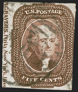 Sale 1242, Lot 277, Five-Cent: Off-Cover (Scott 12)