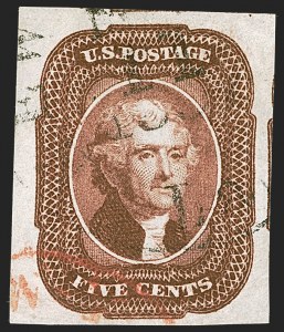 Sale 1242, Lot 285, Five-Cent: Off-Cover (Scott 12)