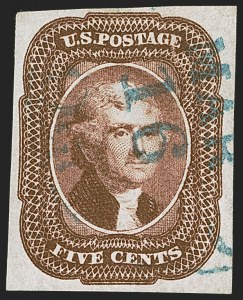 Sale 1242, Lot 287, Five-Cent: Off-Cover (Scott 12)