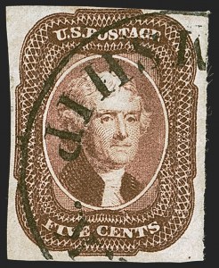Sale 1242, Lot 288, Five-Cent: Off-Cover (Scott 12)