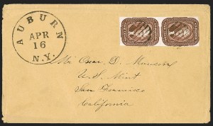 Sale 1242, Lot 303, Five-Cent: EDU and Domestic Covers (Scott 12)