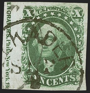 Sale 1242, Lot 340, Ten-Cent: Type II, Off-Cover (Scott 14)