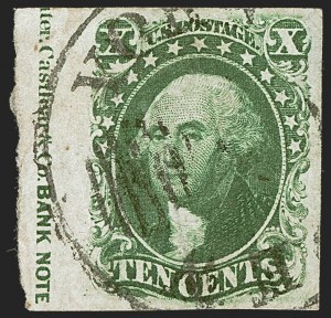 Sale 1242, Lot 363, Ten-Cent: Type III, Off-Cover (Scott 15)