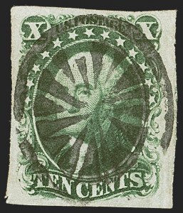 Sale 1242, Lot 365, Ten-Cent: Type III, Off-Cover (Scott 15)