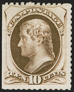 Sale 1244, Lot 262, 1875 Continental Bank Note Co. Hard Paper Special Printing (Scott 167-177, 180)