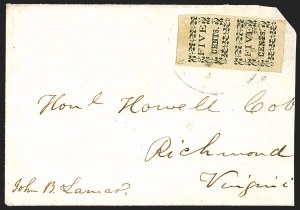 Sale 1244, Lot 535, Confederate States, Postmasters' Provisionals