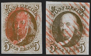 Sale 1245, Lot 1016, 1847 Issue (Scott 1-2)