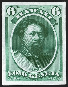 Sale 1247, Lot 802, Hawaii, HAWAII, 1871, 6c Green, Plate Proof on India (33P3) Sale 1247, Lot 802, Hawaii