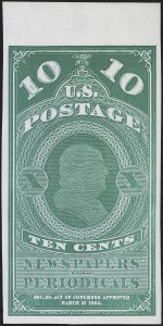 Sale 1249, Lot 14, 1865 National Bank Note Co. Issue (Scott PR1-PR8), 5c-25c Newspaper, 1875 Special Printing, Imperforate (PR5 var-PR7 var) Sale 1249, Lot 14, 1865 National Bank Note Co. Issue (Scott PR1-PR8)
