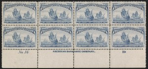 Sale 1251, Lot 1158, 1893 Columbian Issue Plate Blocks (Scott 230-240)