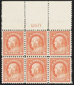Sale 1251, Lot 1458, 1917-19 Issue Platte Blocks (Scott 503-518)