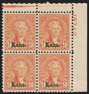 Sale 1251, Lot 1562, Kans.-Nebr. Overprints (Scott 658-679)