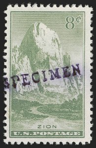 Sale 1251, Lot 1581, 1934 National Parks Issue (Scott 740-765), 1c-10c National Parks, "SPECIMEN" Purple Handstamped Ovpt. (740S-749S) Sale 1251, Lot 1581, 1934 National Parks Issue (Scott 740-765)
