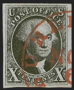 Sale 1255, Lot 103, 10c 1847 Issue: Gems and Cancellation Varieties (Scott 2)
