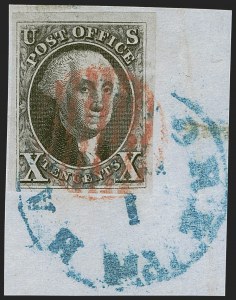 Sale 1255, Lot 105, 10c 1847 Issue: Gems and Cancellation Varieties (Scott 2)