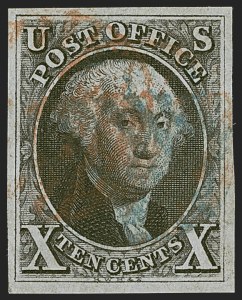 Sale 1255, Lot 106, 10c 1847 Issue: Gems and Cancellation Varieties (Scott 2)
