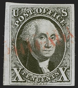 Sale 1255, Lot 109, 10c 1847 Issue: Gems and Cancellation Varieties (Scott 2)