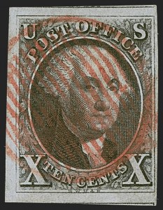 Sale 1255, Lot 112, 10c 1847 Issue: Gems and Cancellation Varieties (Scott 2)