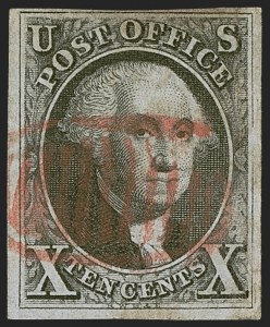 Sale 1255, Lot 113, 10c 1847 Issue: Gems and Cancellation Varieties (Scott 2)