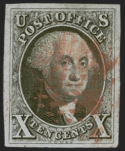 Sale 1255, Lot 114, 10c 1847 Issue: Gems and Cancellation Varieties (Scott 2)