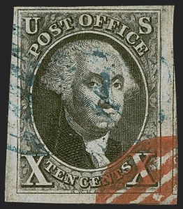 Sale 1255, Lot 115, 10c 1847 Issue: Gems and Cancellation Varieties (Scott 2)