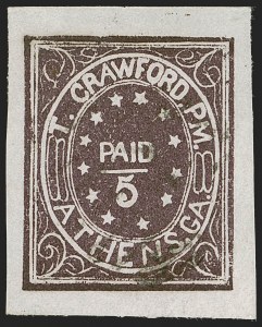 Sale 1255, Lot 1171, Confederate States: Postmasters' Provisionals