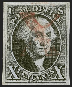 Sale Number 1255, Lot Number 119, 10c 1847 Issue: Gems and Cancellation Varieties (Scott 2)