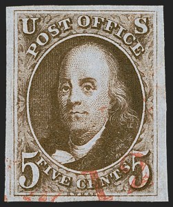 Sale 1255, Lot 16, 5c 1847 Issue, Early Impressions (Scott 1)