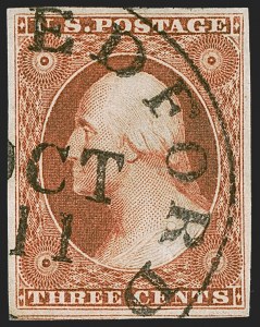 Sale 1255, Lot 175, 3c 1851 Issue: Orange Brown Shades (Scott 10-10A)