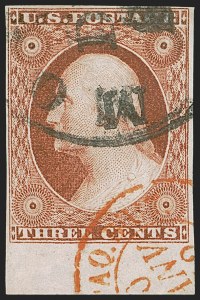 Sale 1255, Lot 180, 3c 1851 Issue: Orange Brown Shades (Scott 10-10A)