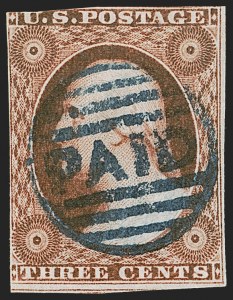Sale 1255, Lot 183, 3c 1851 Issue: Orange Brown Shades (Scott 10-10A)