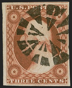 Sale 1255, Lot 184, 3c 1851 Issue: Orange Brown Shades (Scott 10-10A)