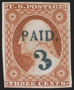 Sale 1255, Lot 213, 3c 1851 Issue: Cancellations and Chicago Perfs (Scott 11-11A)