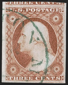 Sale 1255, Lot 218, 3c 1851 Issue: Cancellations and Chicago Perfs (Scott 11-11A)