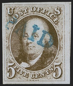 Sale 1255, Lot 25, 5c 1847 Issue, Early Impressions (Scott 1)