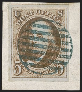 Sale 1255, Lot 29, 5c 1847 Issue, Early Impressions (Scott 1)