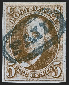 Sale 1255, Lot 30, 5c 1847 Issue, Early Impressions (Scott 1)