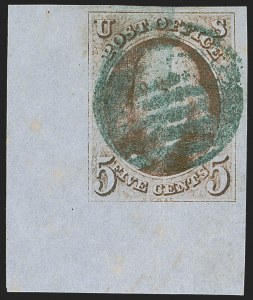 Sale 1255, Lot 43, 5c 1847 Issue, Intermediate and Worn-Plate Impressions (Scott 1)