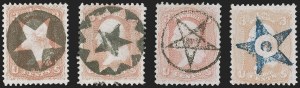 Sale 1255, Lot 435, 3c 1861 Issue, Cancellations (Scott 65)