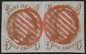 Sale 1255, Lot 48, 5c 1847 Issue, Intermediate and Worn-Plate Impressions (Scott 1)