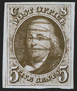 Sale 1255, Lot 52, 5c 1847 Issue, Double Transfers and Plate Varieties (Scott 1)