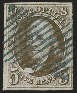 Sale 1255, Lot 61, 5c 1847 Issue, Cancellations: Grid and Fancy (Scott 1)