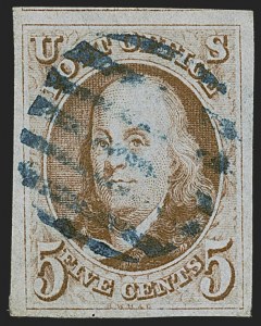 Sale 1255, Lot 63, 5c 1847 Issue, Cancellations: Grid and Fancy (Scott 1)